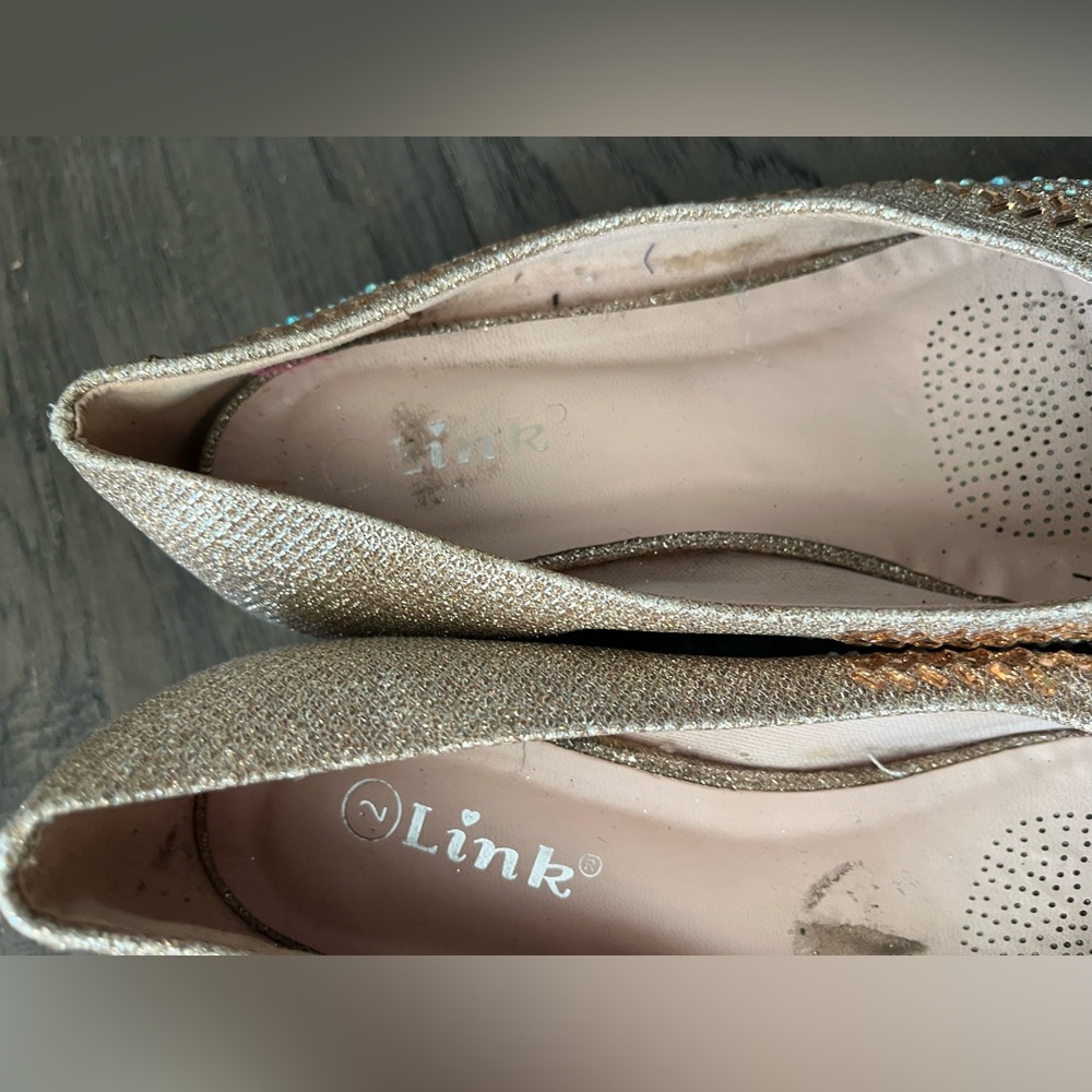 Girls’ Sparkle Gold Slip-On with Rhinestones - Picture 2 of 5